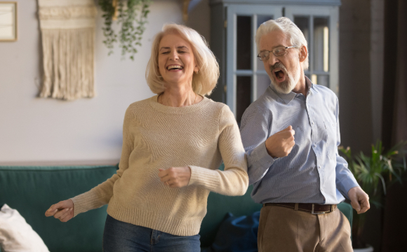 Older couple dancing